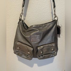 Coach Poppy metallic silver crossbody
